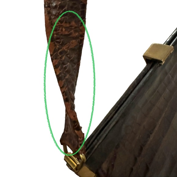 SOLD Vintage Alligator Leather 2 Handbags Frame Bag Brown Black Purse Classic - Picture 16 of 16